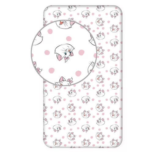 Disney Marie cica Pink Dots gumis lepedő 90x200 cm