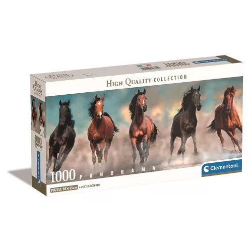 Lovas Brown Horses 1000 db-os panorama puzzle Clementoni 