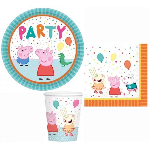 Peppa malac party szett 32 db-os 23 cm-es tányérral