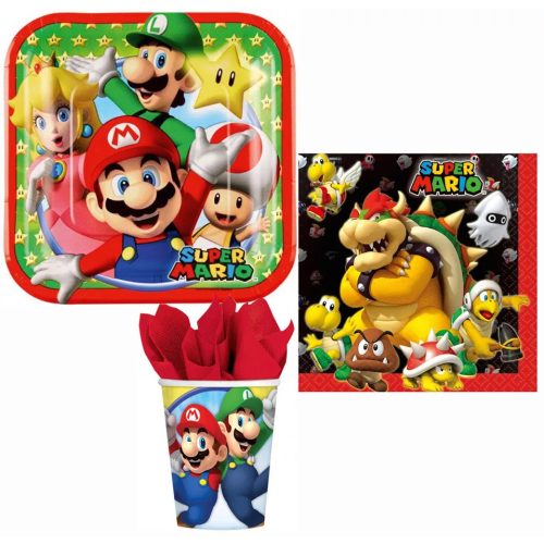 Super Mario party szett 36 db-os 18 cm-es tányérral