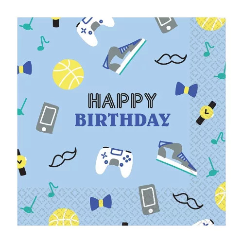 Happy Birthday Blue szalvéta 16 db-os 33x33 cm