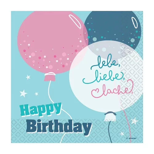 Happy Birthday Lebe, Liebe, Lache szalvéta 16 db-os 33x33 cm