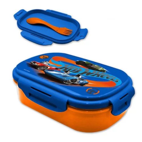 Hot Wheels szendvicsdoboz + evőeszköz szett