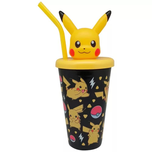 Pokémon Pikachu műanyag 3D szívószálas pohár 443 ml 