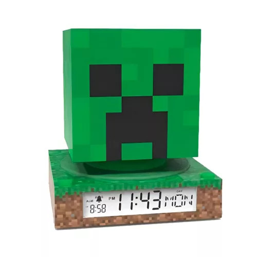 Minecraft Creeper 3D éjszakai lámpa és ébresztőóra 