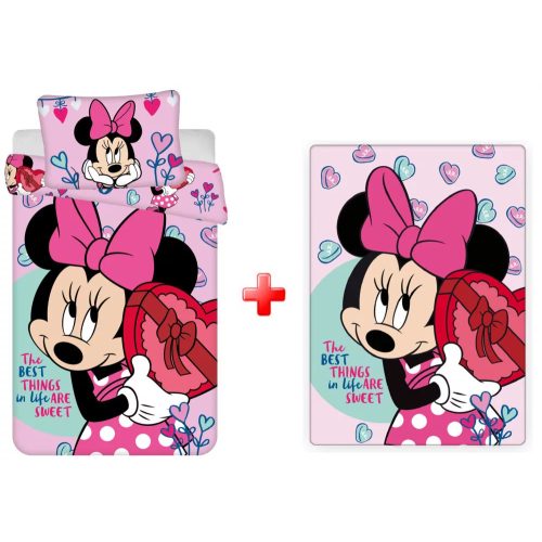 Disney Minnie Sweet gyerek ágyneműhuzat és polár takaró szett