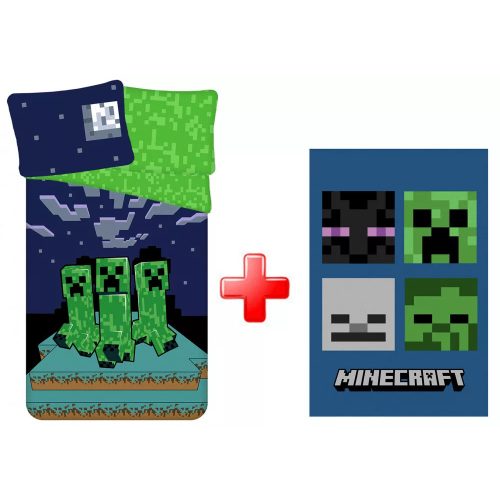 Minecraft Sssleep Tight ágyneműhuzat és polár takaró szett