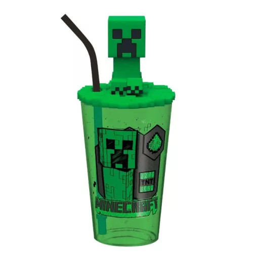 Minecraft Green műanyag 3D szívószálas pohár 443 ml 