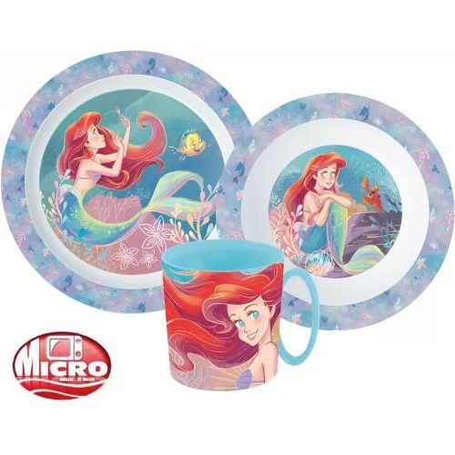 Disney Hercegnők Ariel étkészlet, micro műanyag szett 