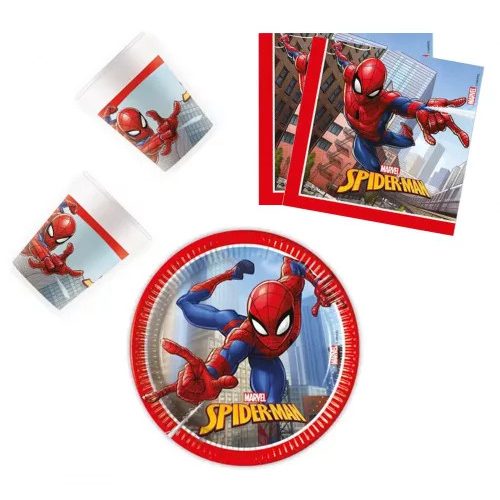 Spiderman Crime Fighter, Pókember party szett 36 db-os 20 cm-es tányérral