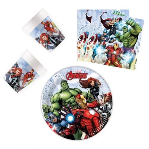  Avengers Infinity Stones, Bosszúállók party szett 36 db-os 20 cm-es tányérral