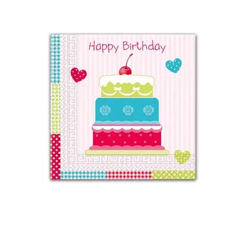 Happy Birthday Cake szalvéta 20 db-os 33x33 cm