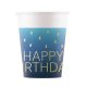 Happy Birthday Golden Blue papír pohár 8 db-os 200 ml FSC 