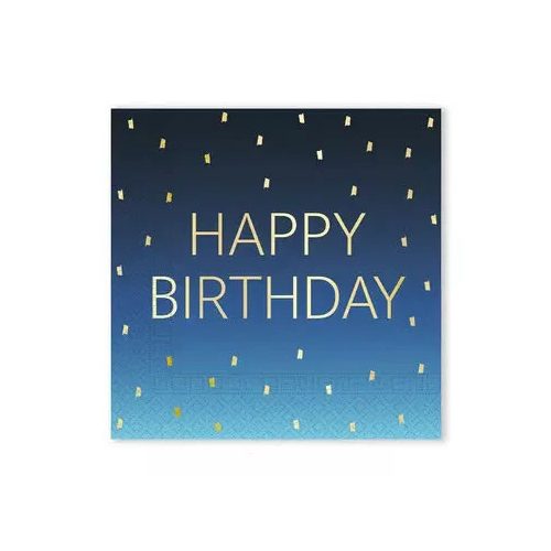 Happy Birthday Golden Blue szalvéta 20 db-os 33x33 cm FSC