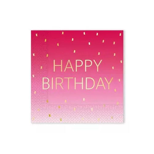 Happy Birthday Golden Pink szalvéta 20 db-os 33x33 cm FSC