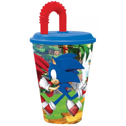 Sonic, a sündisznó szívószálas pohár, műanyag 430 ml 