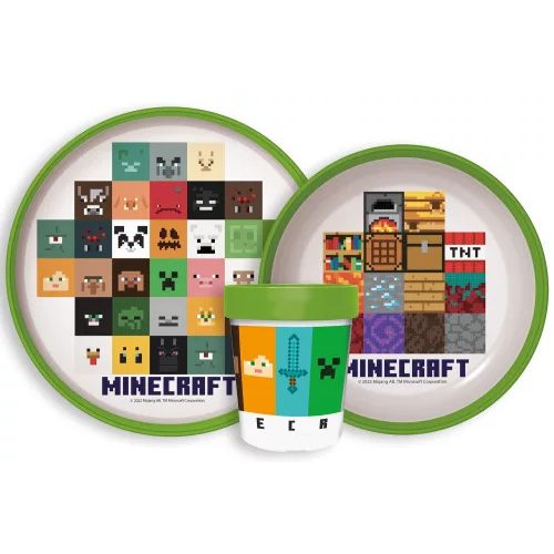 Minecraft csúszásmentes étkészlet, micro műanyag szett 