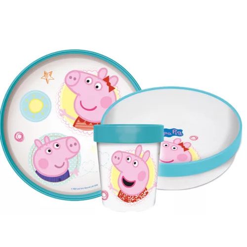 Peppa malac Core csúszásmentes étkészlet, micro műanyag szett